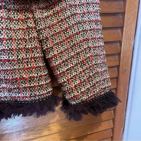 ESCADA Exclusive For Neiman Marcus Tweed Checked Jacket with Brown Trim Size 34 - Picture 10 of 11